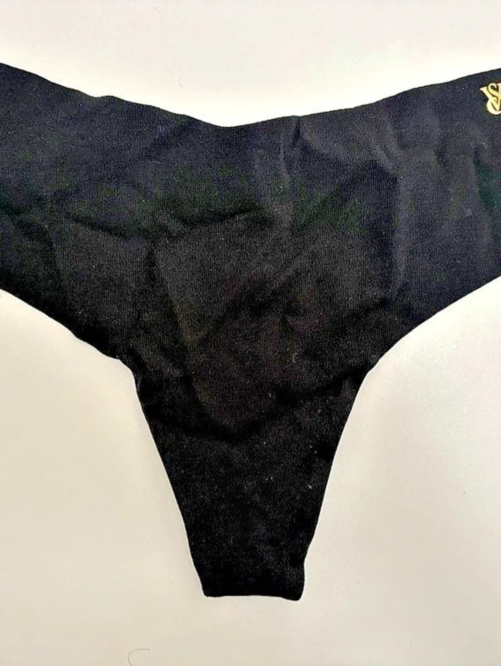 Victoria's Secret No-Show Cotton Thong Panty Black Medium